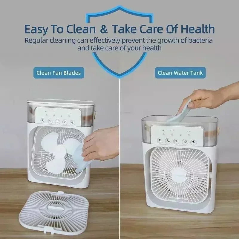 3-in-1 Ventilator + Kleinluftkühler + Luftbefeuchter mit LED